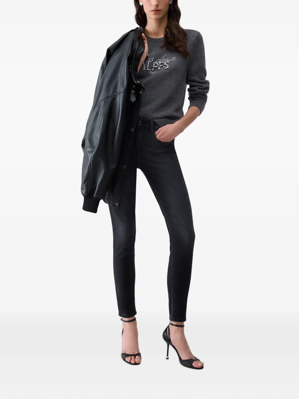 LIU JO Skinny jeans met verfraaiing Zwart