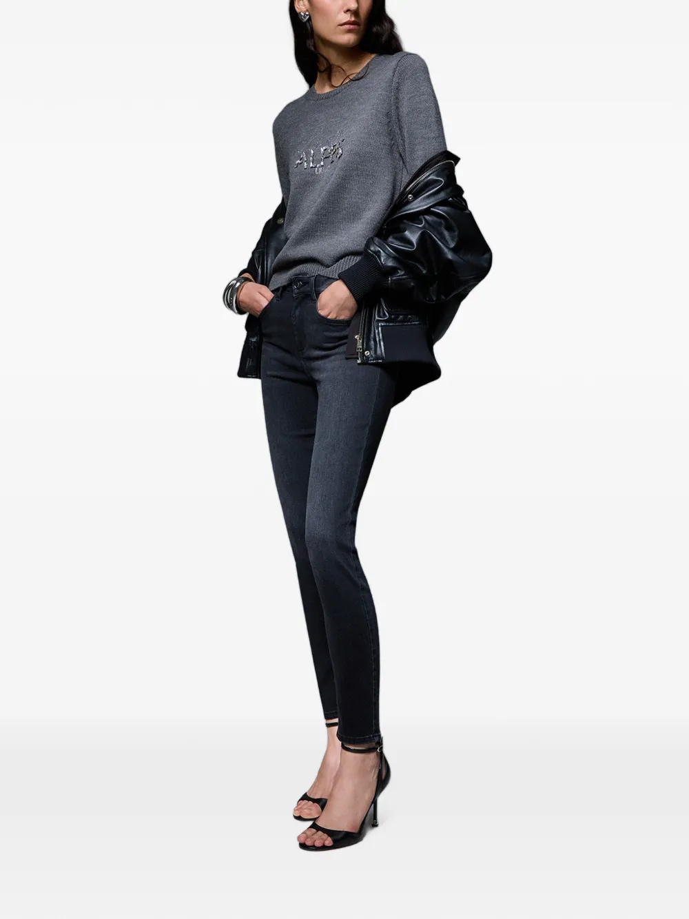 LIU JO Skinny jeans met verfraaiing Zwart