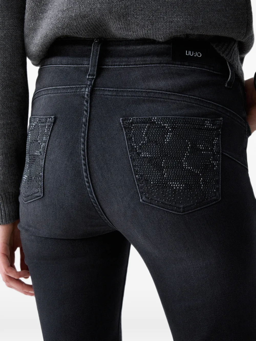 LIU JO Skinny jeans met verfraaiing Zwart