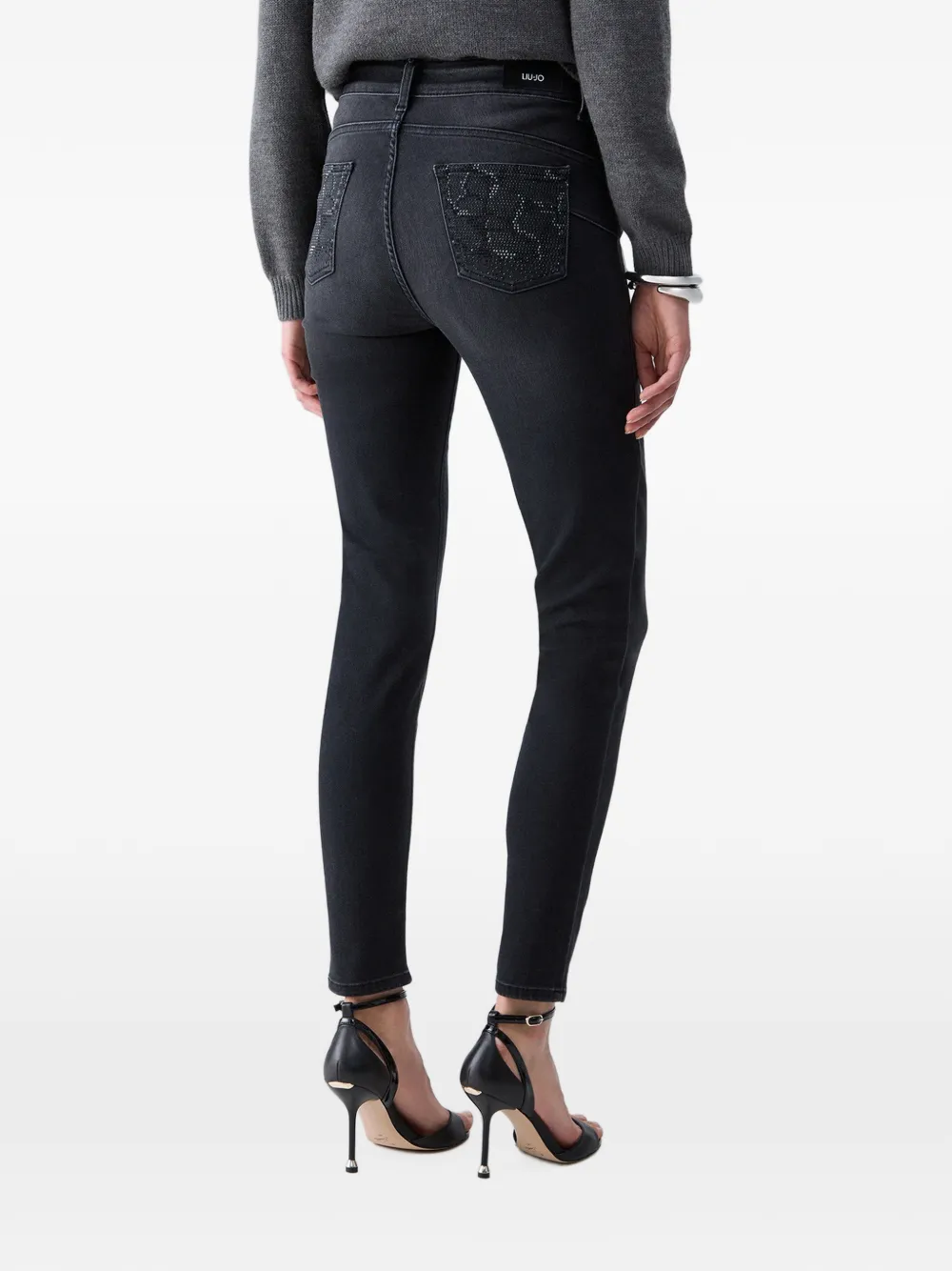 LIU JO Skinny jeans met verfraaiing Zwart