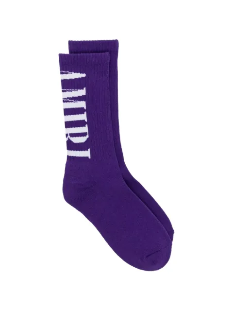 AMIRI logo-intarsia ribbed-knit socks