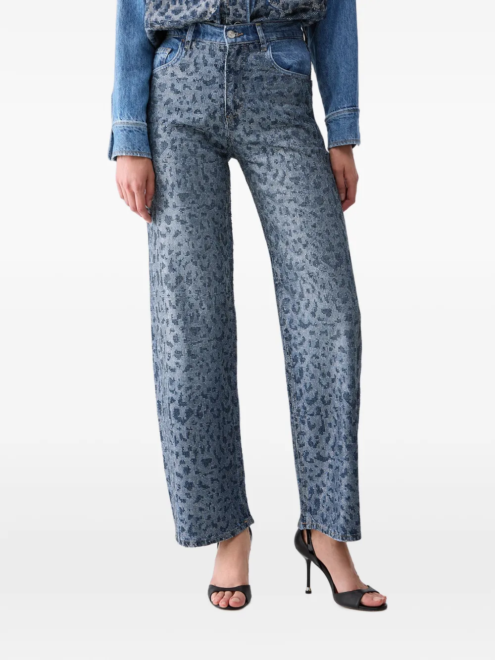 LIU JO straight-leg jeans with animal print - Blu