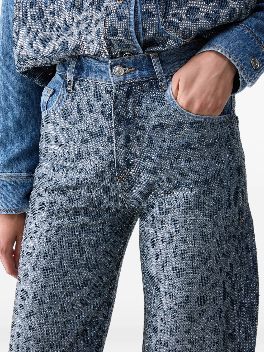 LIU JO Straight jeans met dierenprint Blauw