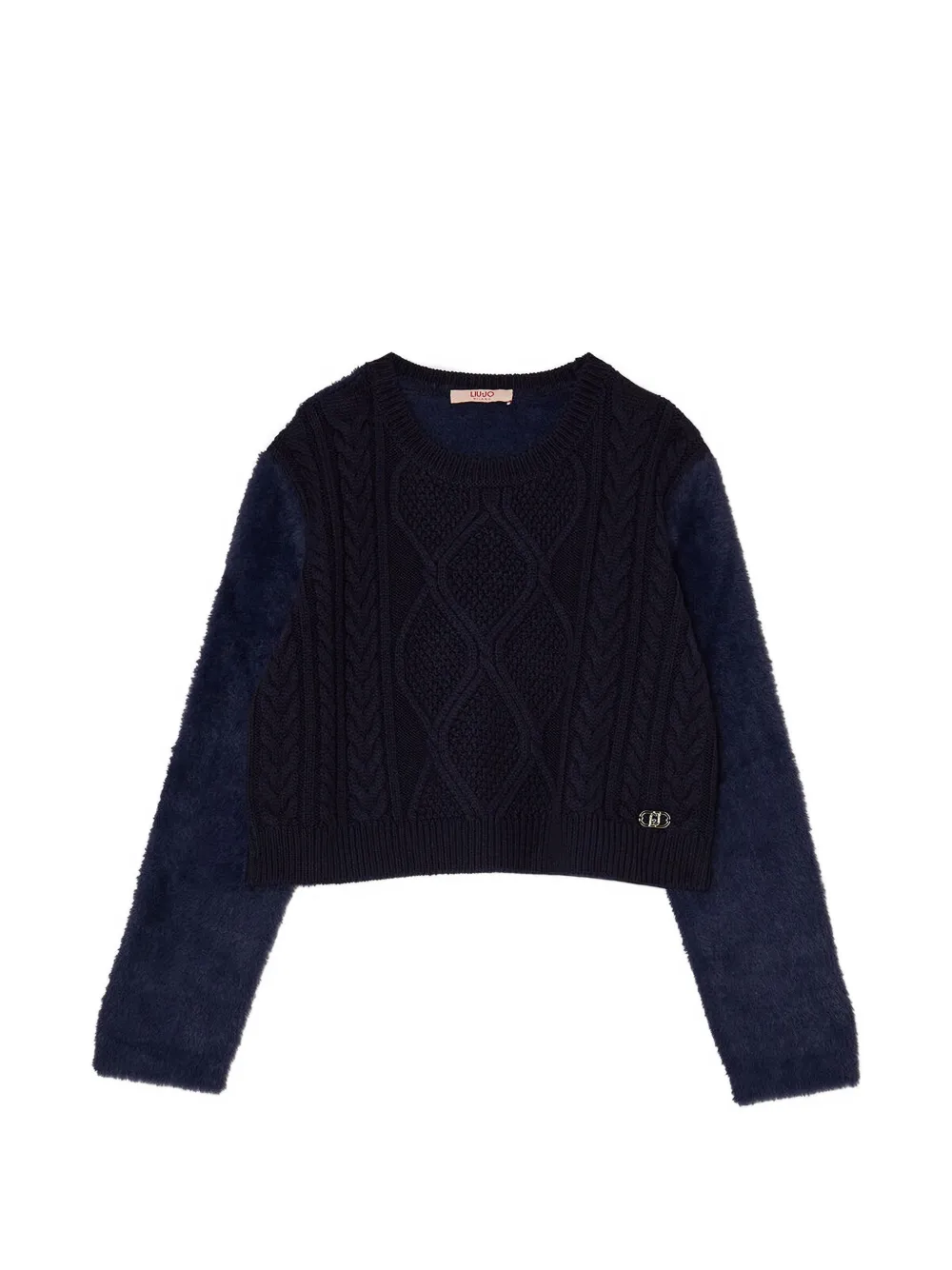 Liu Jo Kids cable-knit fuzzy-texture sweater - Blu