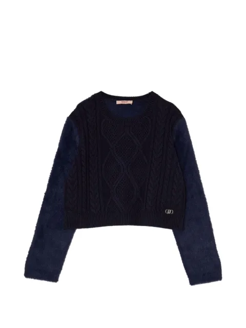 Liu Jo Kids cable-knit fuzzy-texture sweater