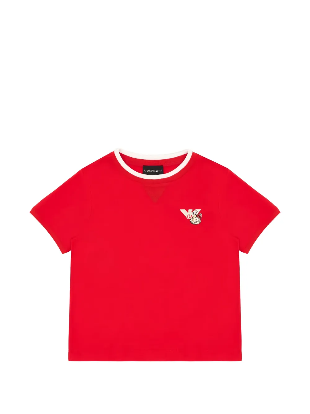 Emporio Armani Kids logo-embroidered V-insert T-shirt - Rosso
