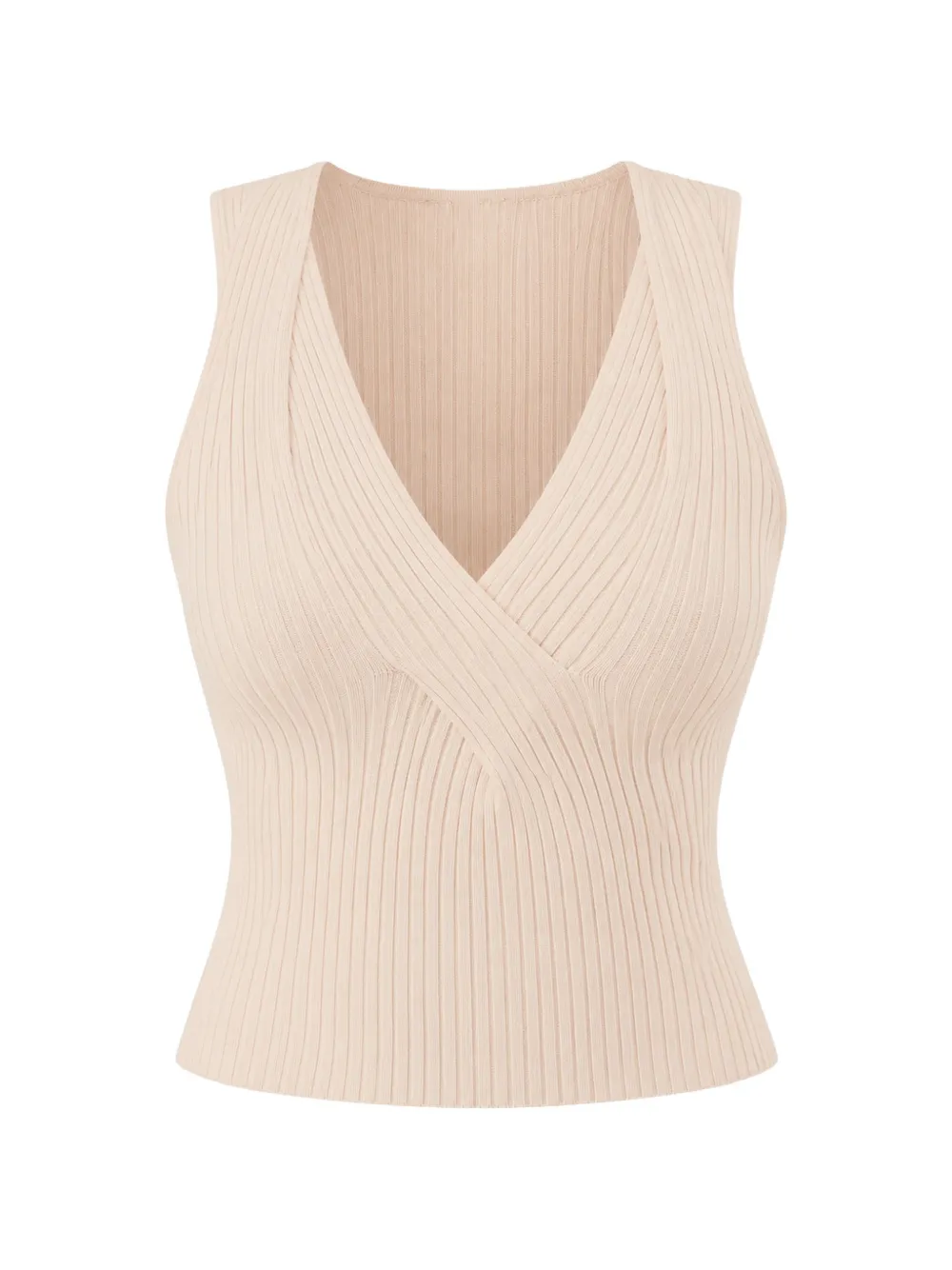 Patrizia Pepe ribbed-knit wrap top - Toni neutri