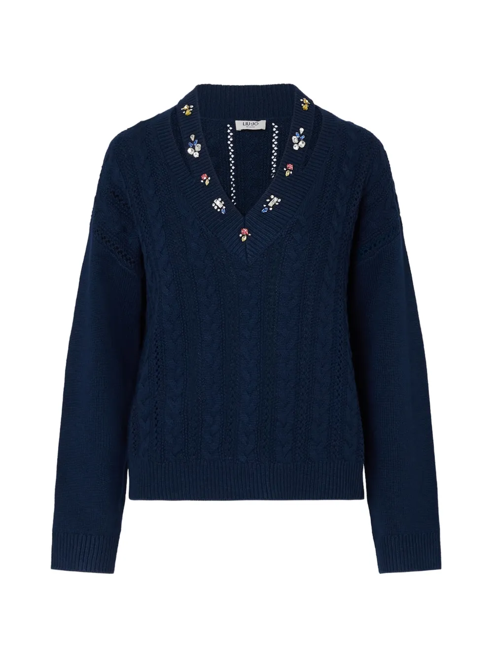 LIU JO sweater with jewel embroidery - Blu