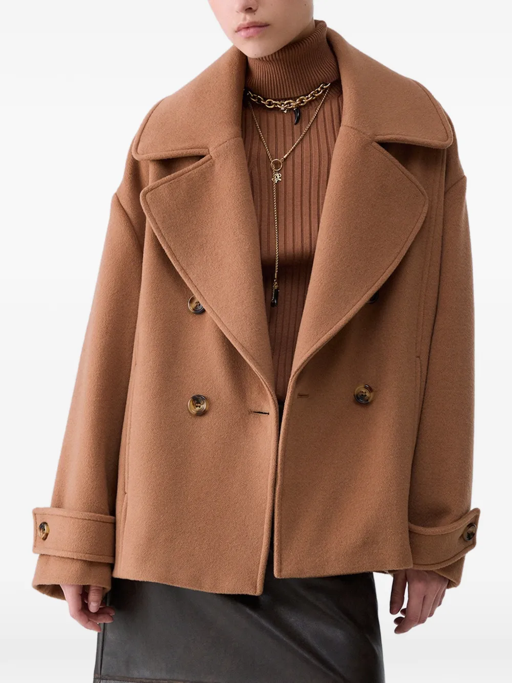 LIU JO Wollen jas met dubbele rij knopen Beige