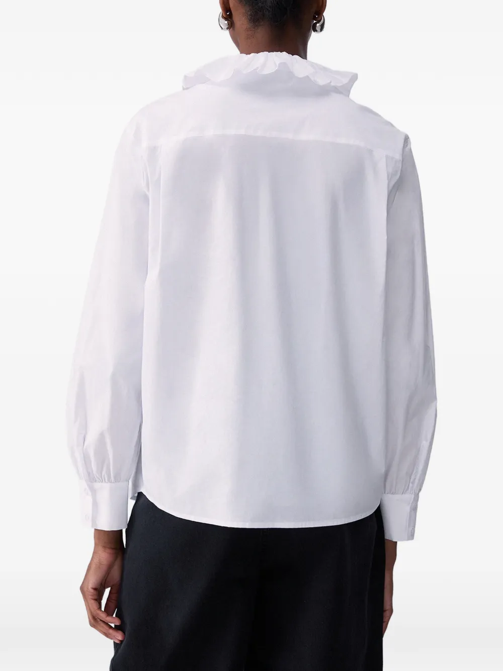 LIU JO Popeline blouse met ruches Wit
