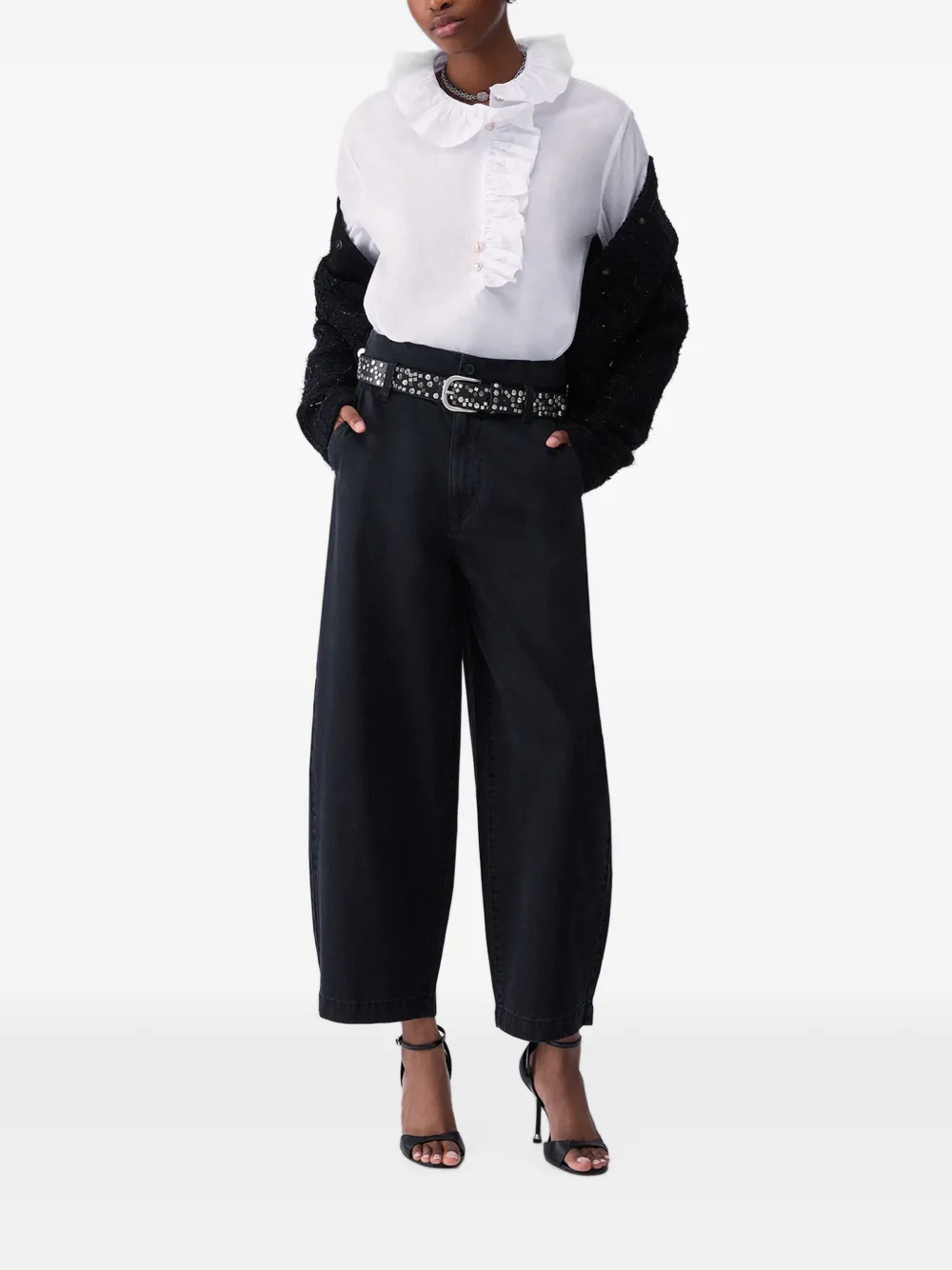 LIU JO Popeline blouse met ruches Wit