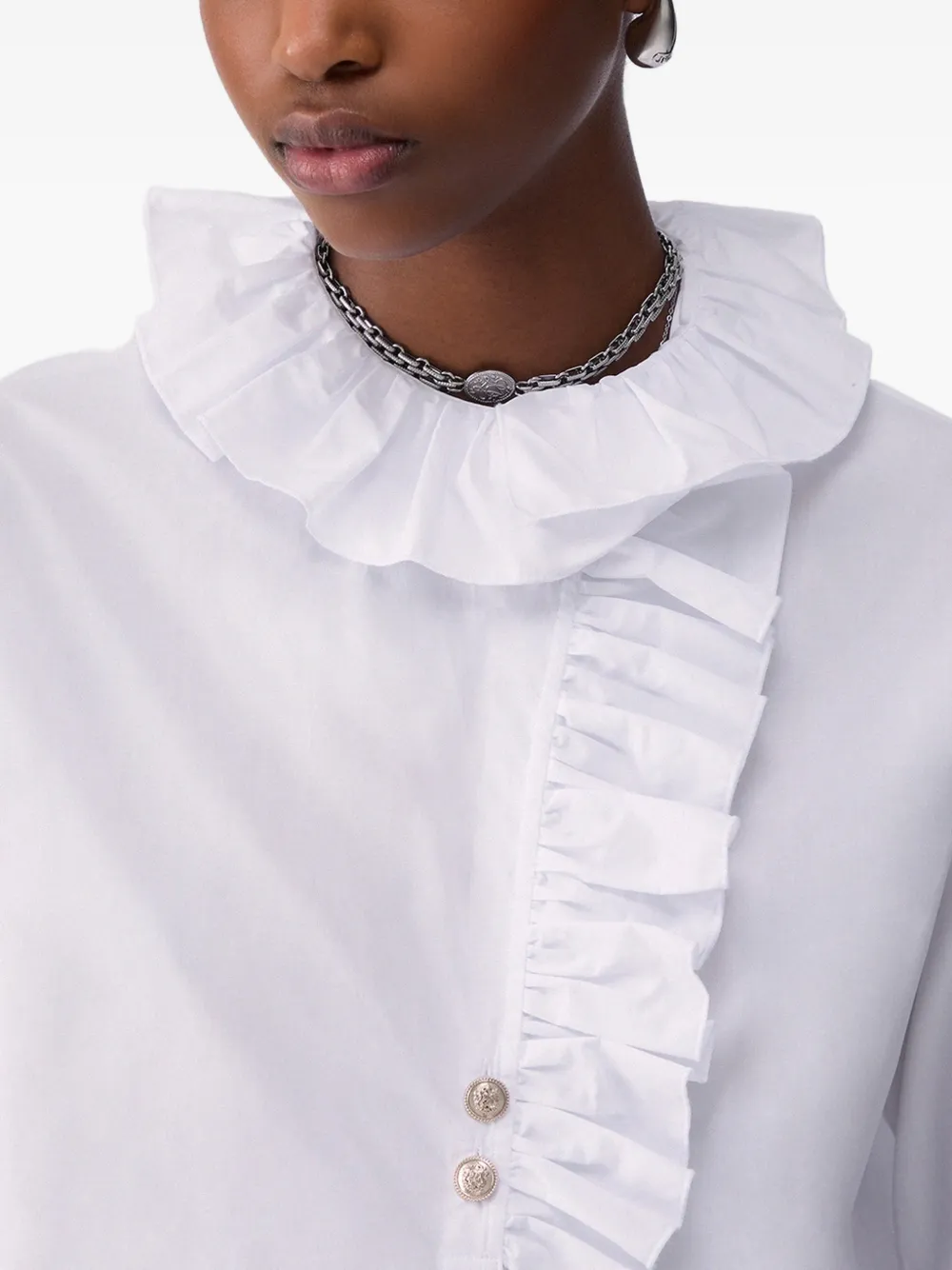 LIU JO Popeline blouse met ruches Wit