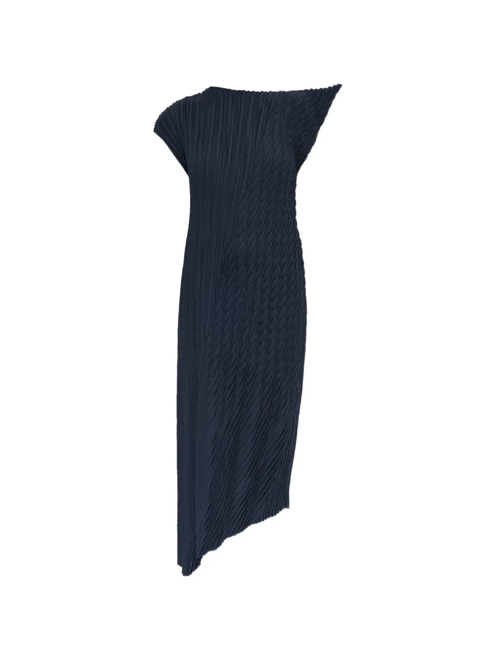 Issey Miyake Asymmetrisches Midikleid mit Falten - Blau