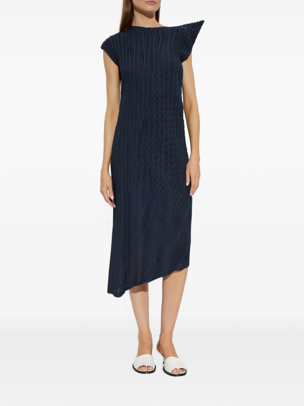 Issey Miyake Asymmetrische midi-jurk Blauw