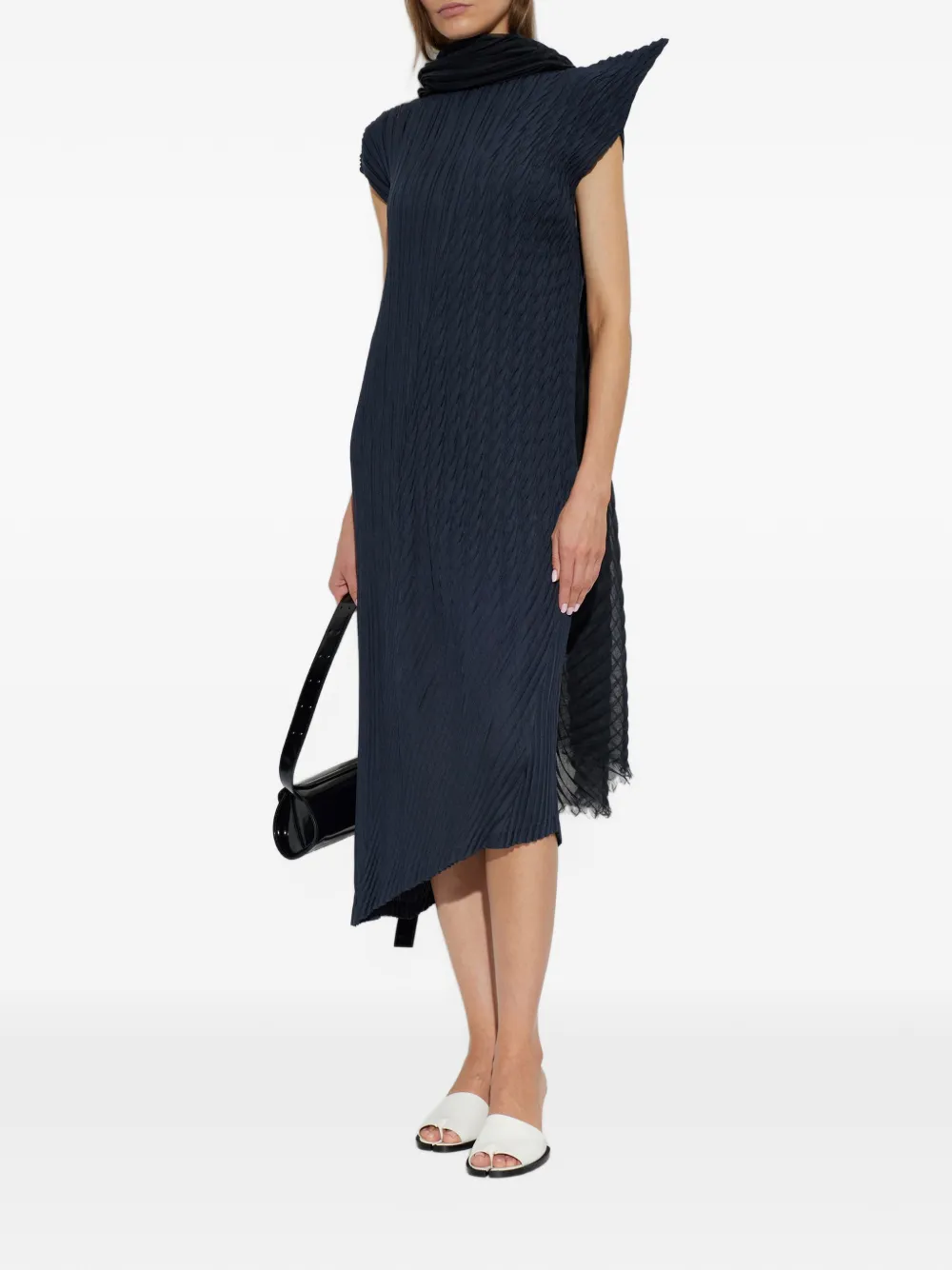 Issey Miyake Asymmetrische midi-jurk Blauw