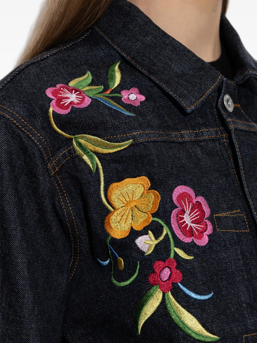 Kenzo Denim jack met bloemenpatroon Blauw