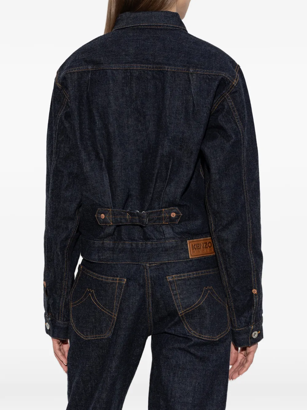Kenzo Denim jack met bloemenpatroon Blauw