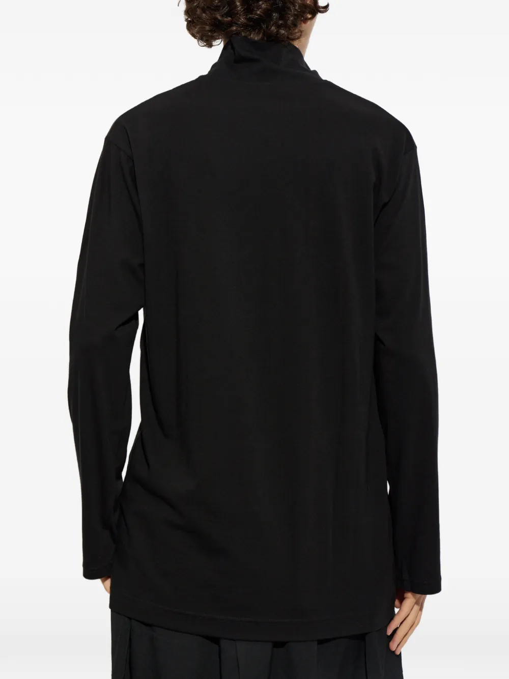 Yohji Yamamoto T-shirt met opstaande kraag Zwart