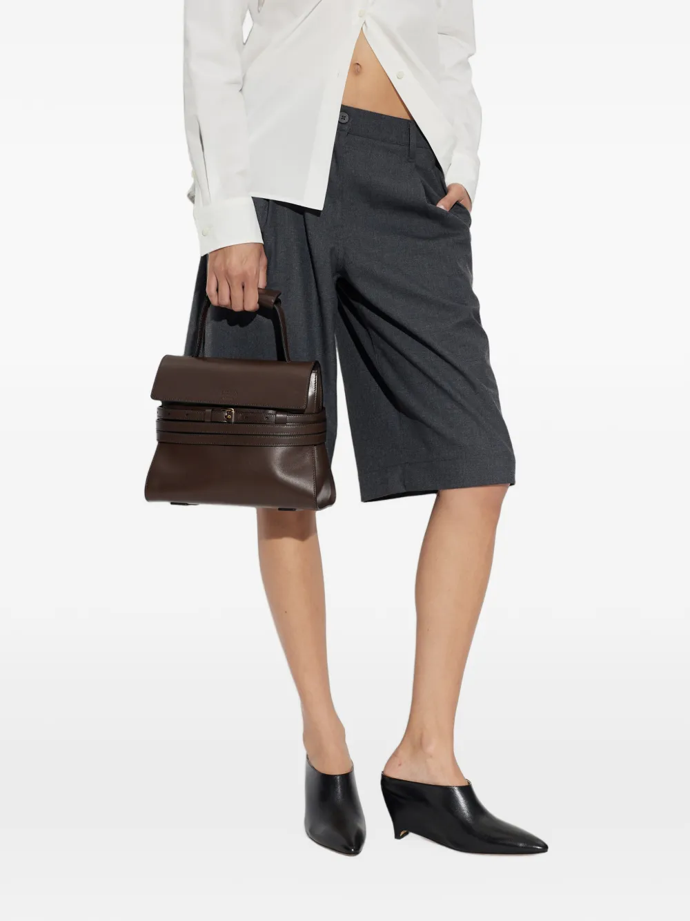 Moschino Tie Me leren shopper Bruin
