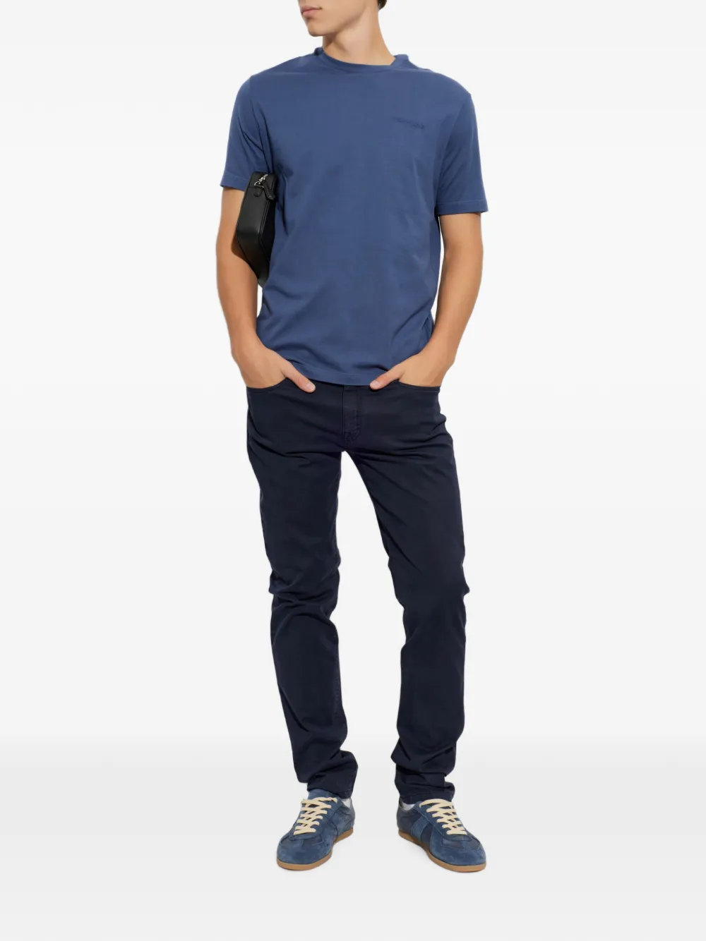 Paul & Shark T-shirt met geborduurd logo Blauw
