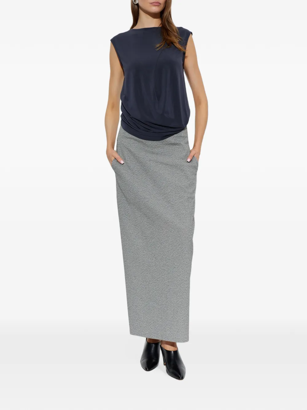 Issey Miyake Gedrapeerde mouwloze top Blauw