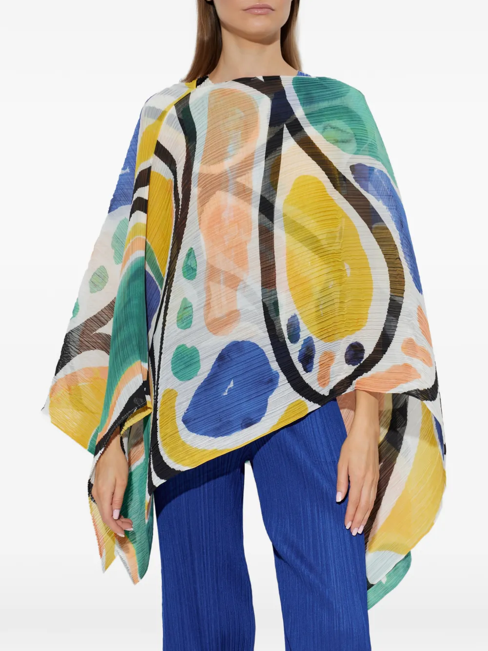 Pleats Please Issey Miyake abstract-print pleated blouse - Bianco