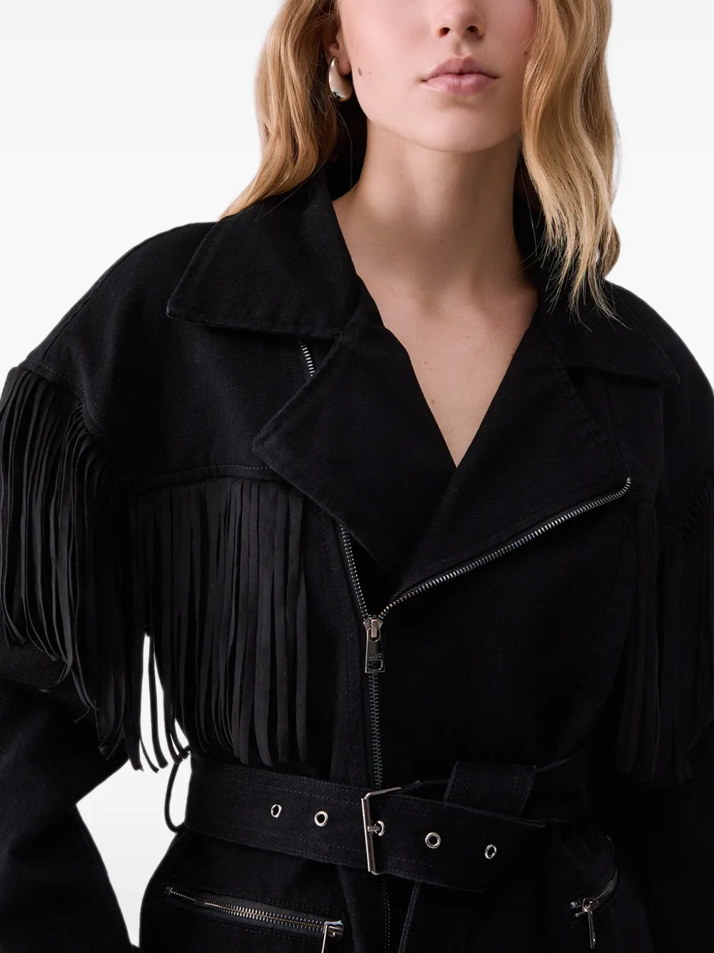LIU JO Denim jack met franje Zwart