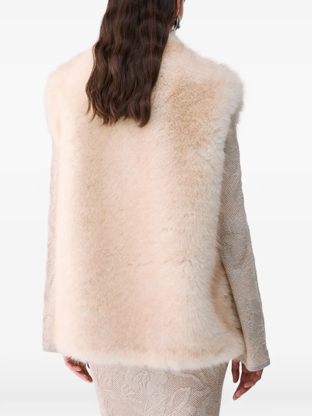 LIU JO Top van imitatiebont met ceintuur Beige