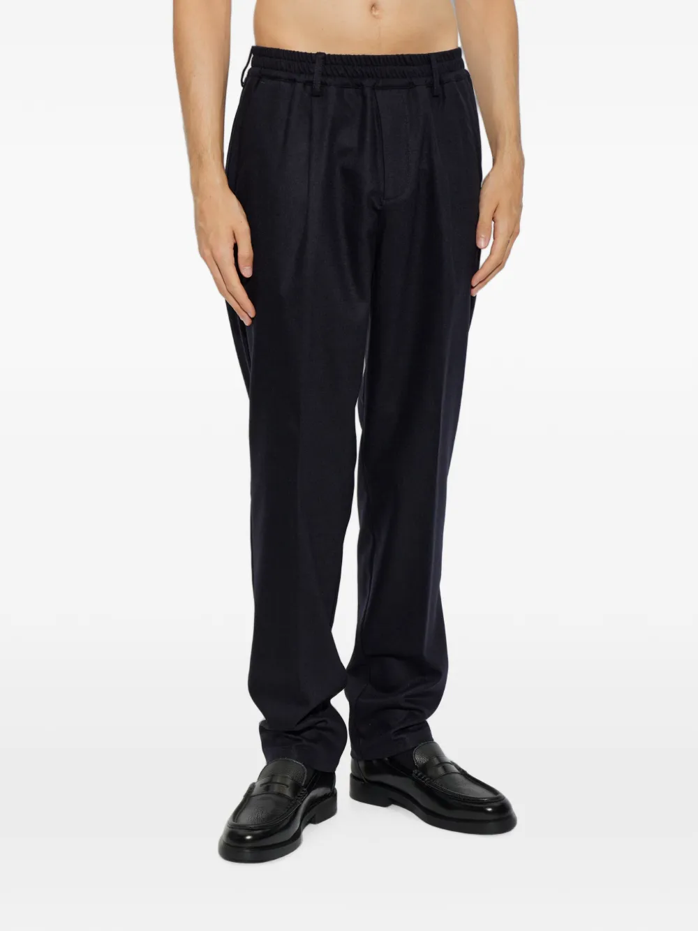 Eleventy Plooibroek met elastische tailleband Blauw