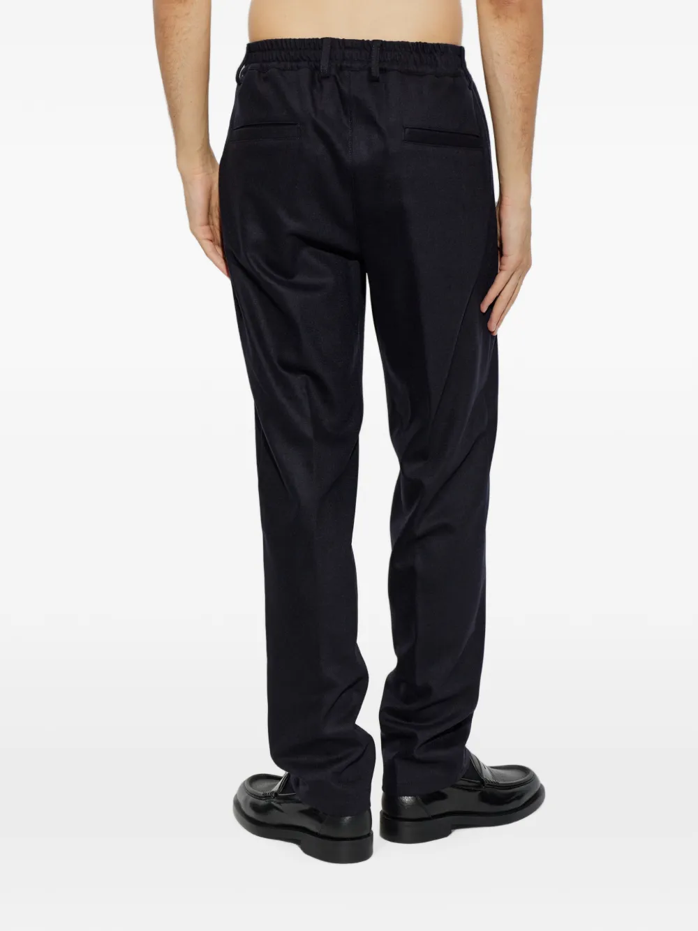 Eleventy Plooibroek met elastische tailleband Blauw
