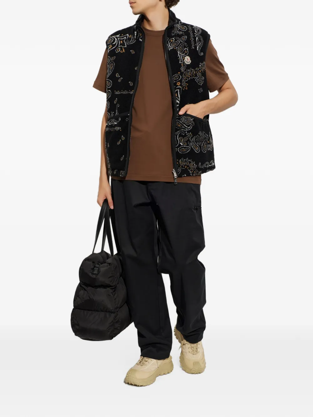 Moncler Omkeerbare bodywarmer met paisley-print Zwart