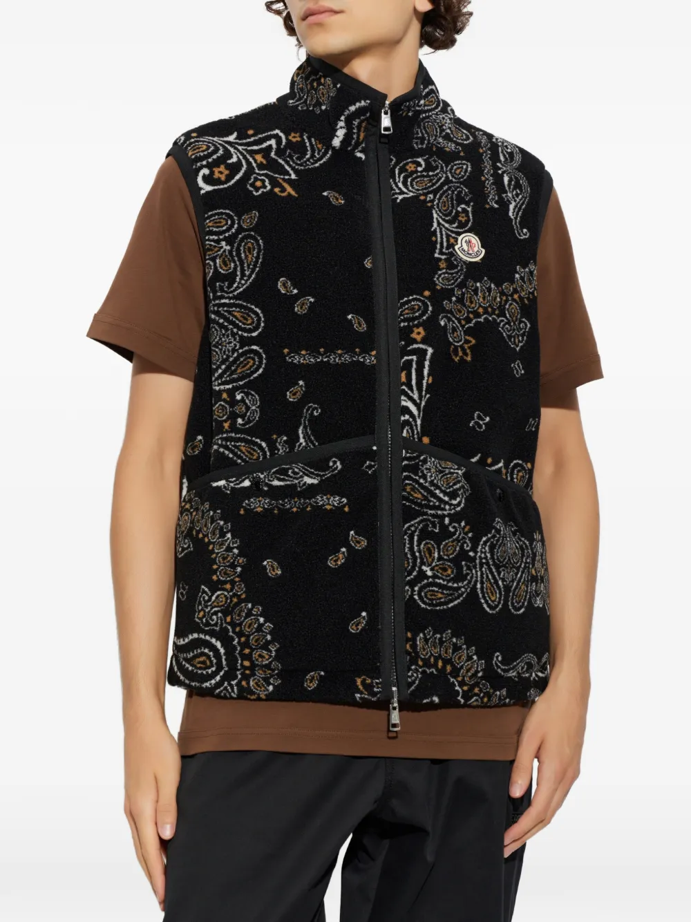 Moncler Omkeerbare bodywarmer met paisley-print Zwart