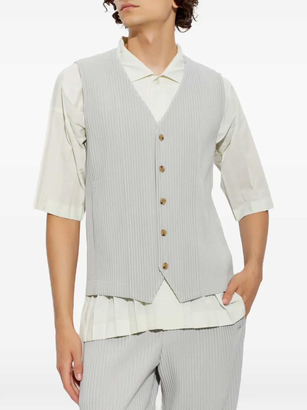Homme Plissé Issey Miyake Geplooide spencer Grijs