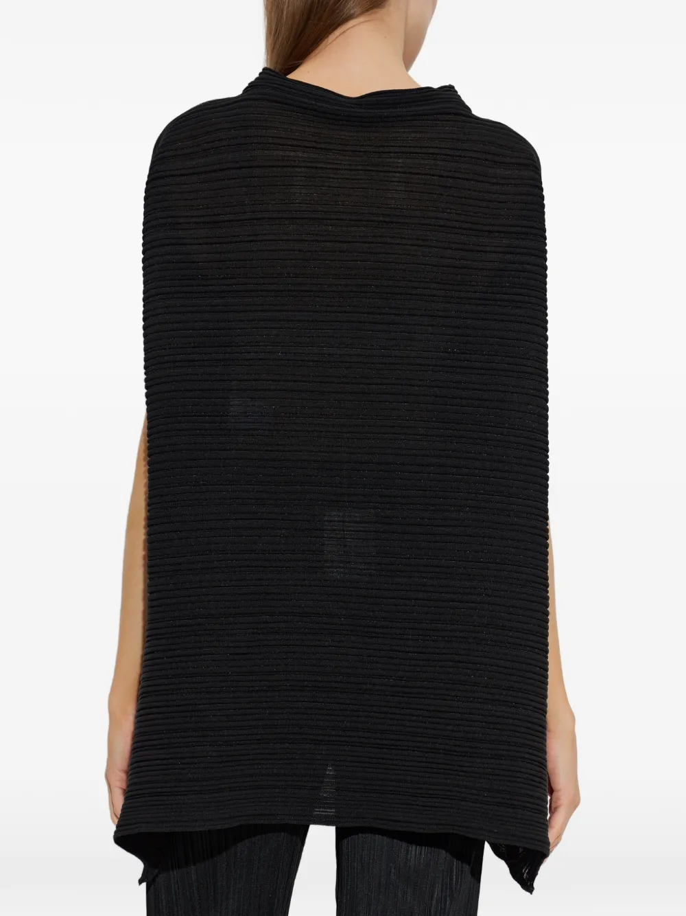 Pleats Please Issey Miyake Oversized geplooide top Zwart