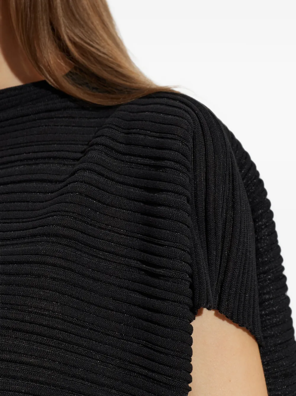 Pleats Please Issey Miyake Oversized geplooide top Zwart