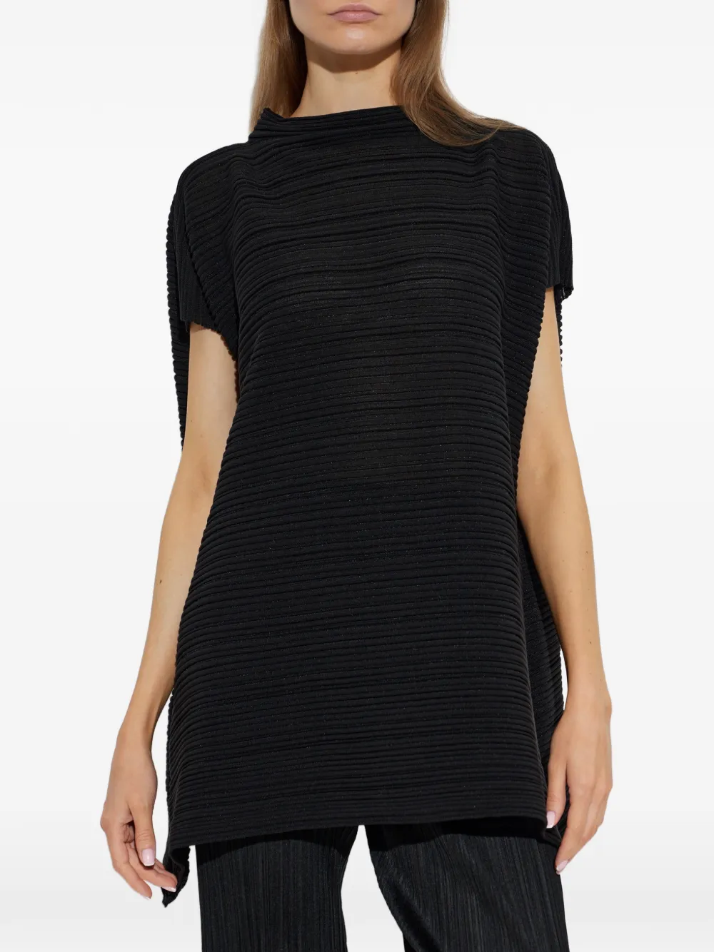 Pleats Please Issey Miyake oversized pleated top - Nero