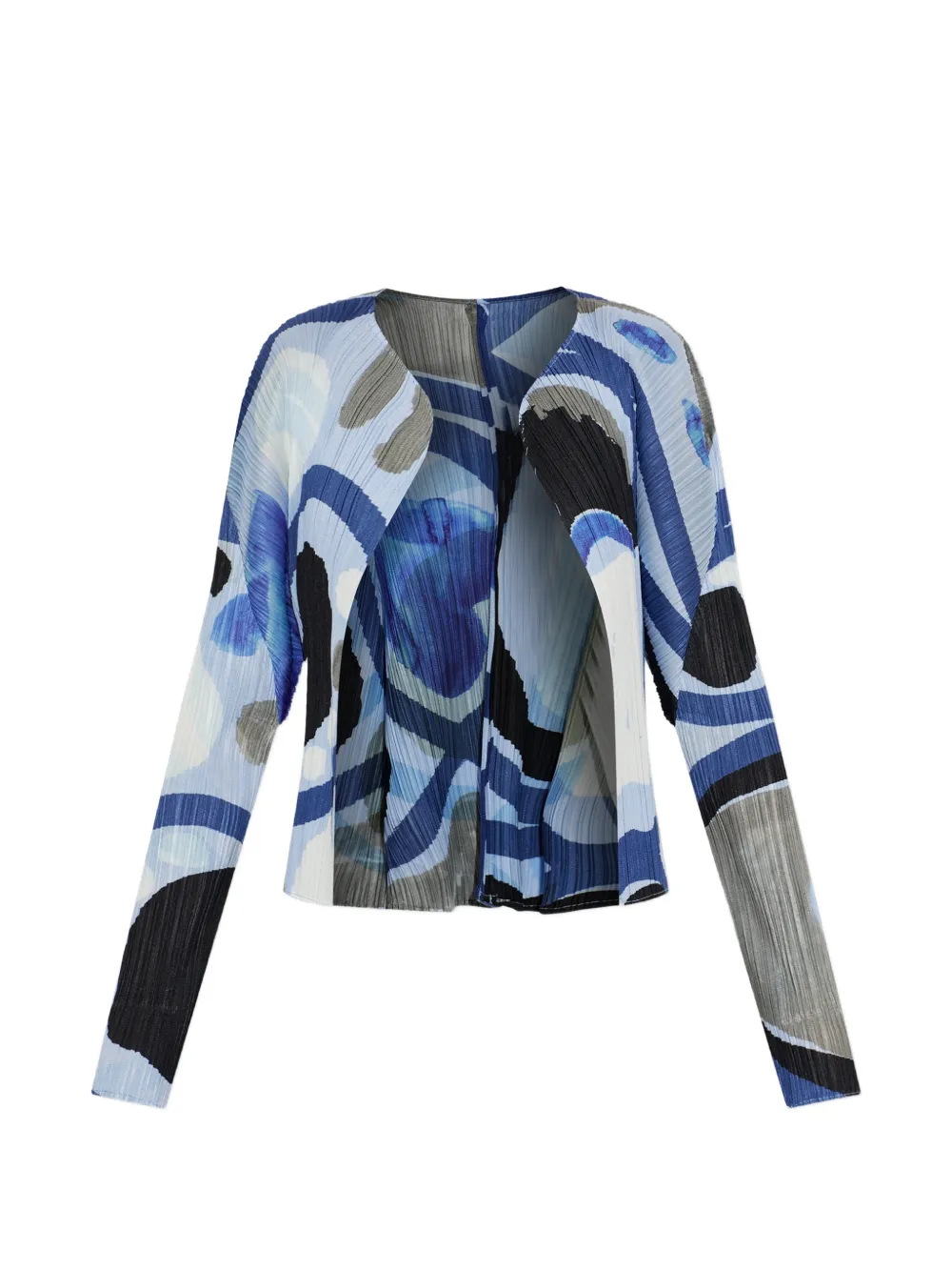 Pleats Please Issey Miyake abstract-print pleated cardigan - Blau