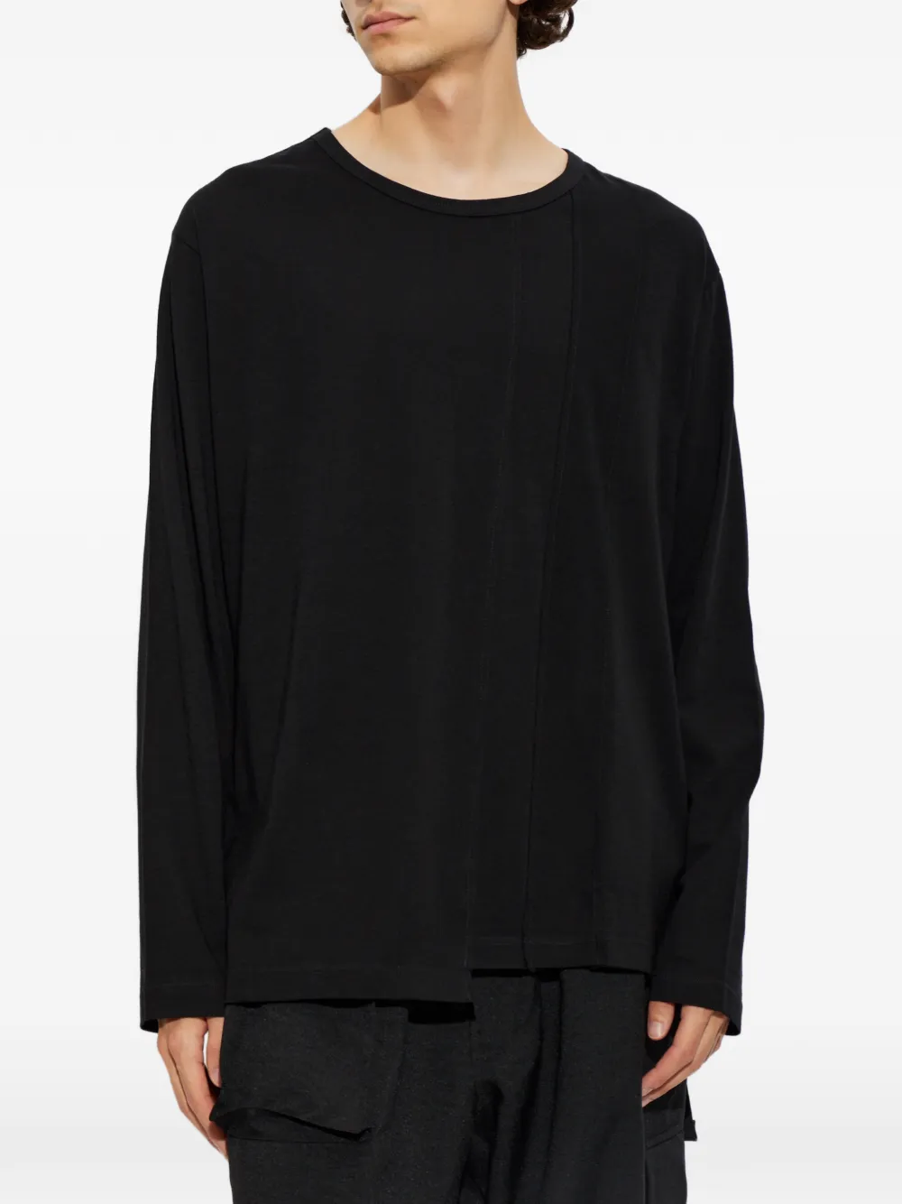 Yohji Yamamoto T-shirt met lange mouwen en zoomdetail Zwart