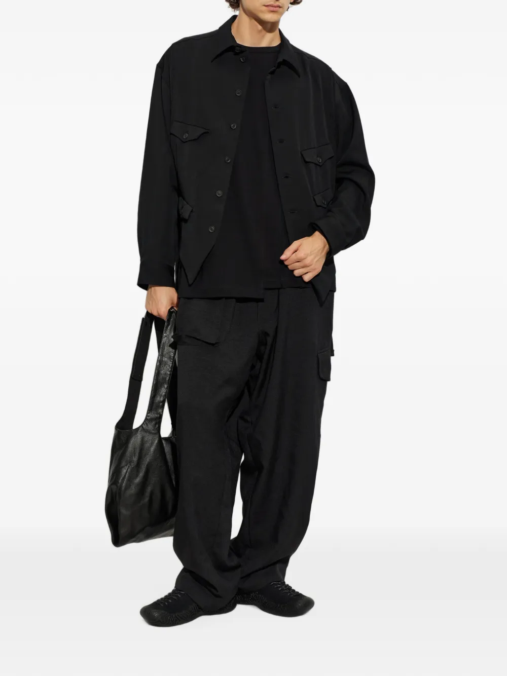 Yohji Yamamoto T-shirt met lange mouwen en zoomdetail Zwart
