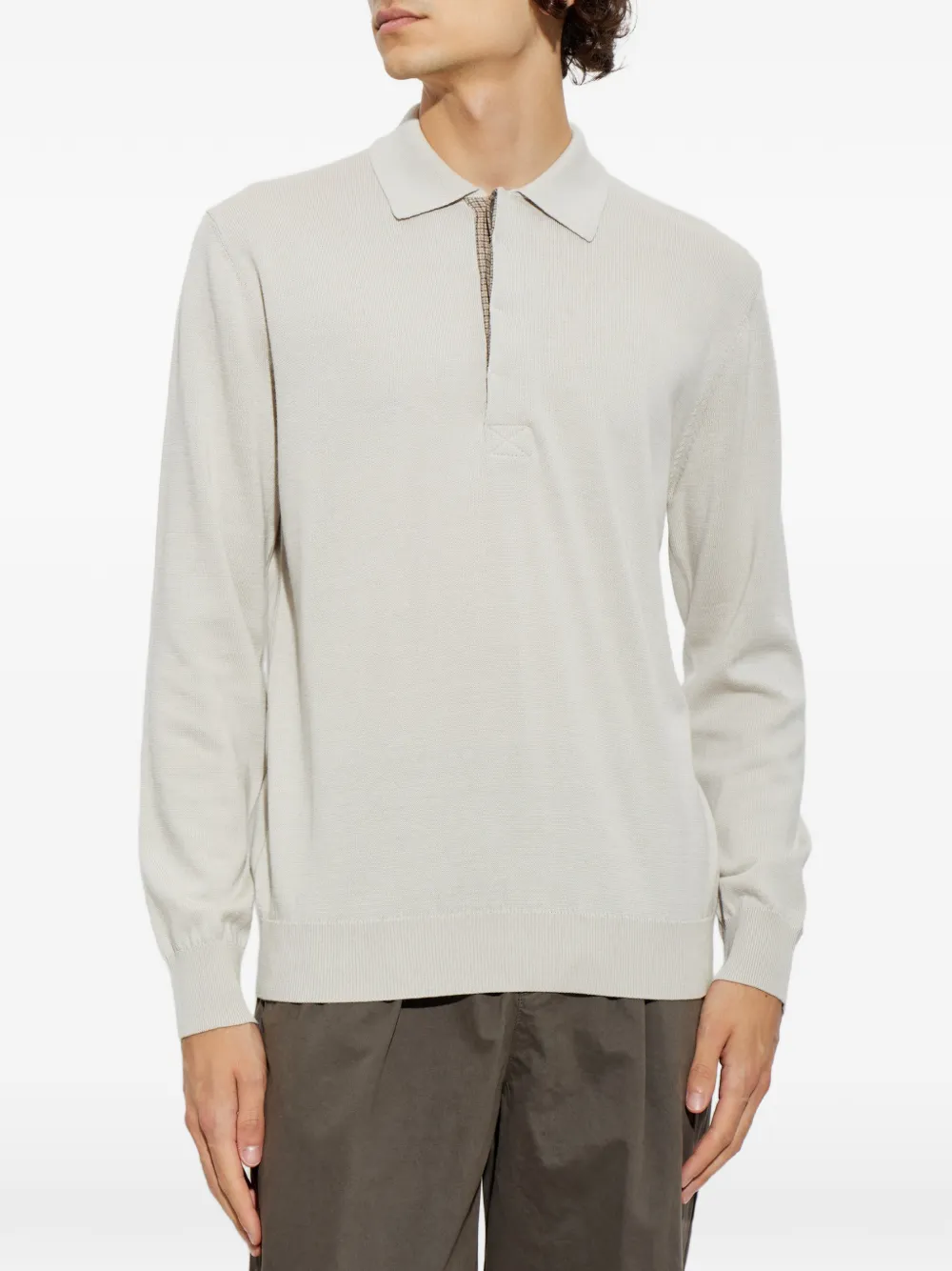 Eleventy Poloshirt met geruite afwerking Grijs