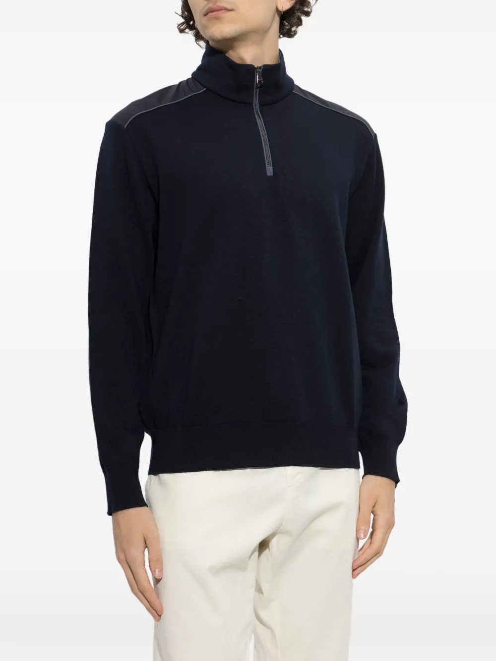 Paul & Shark Trui met opstaande kraag en rits Blauw