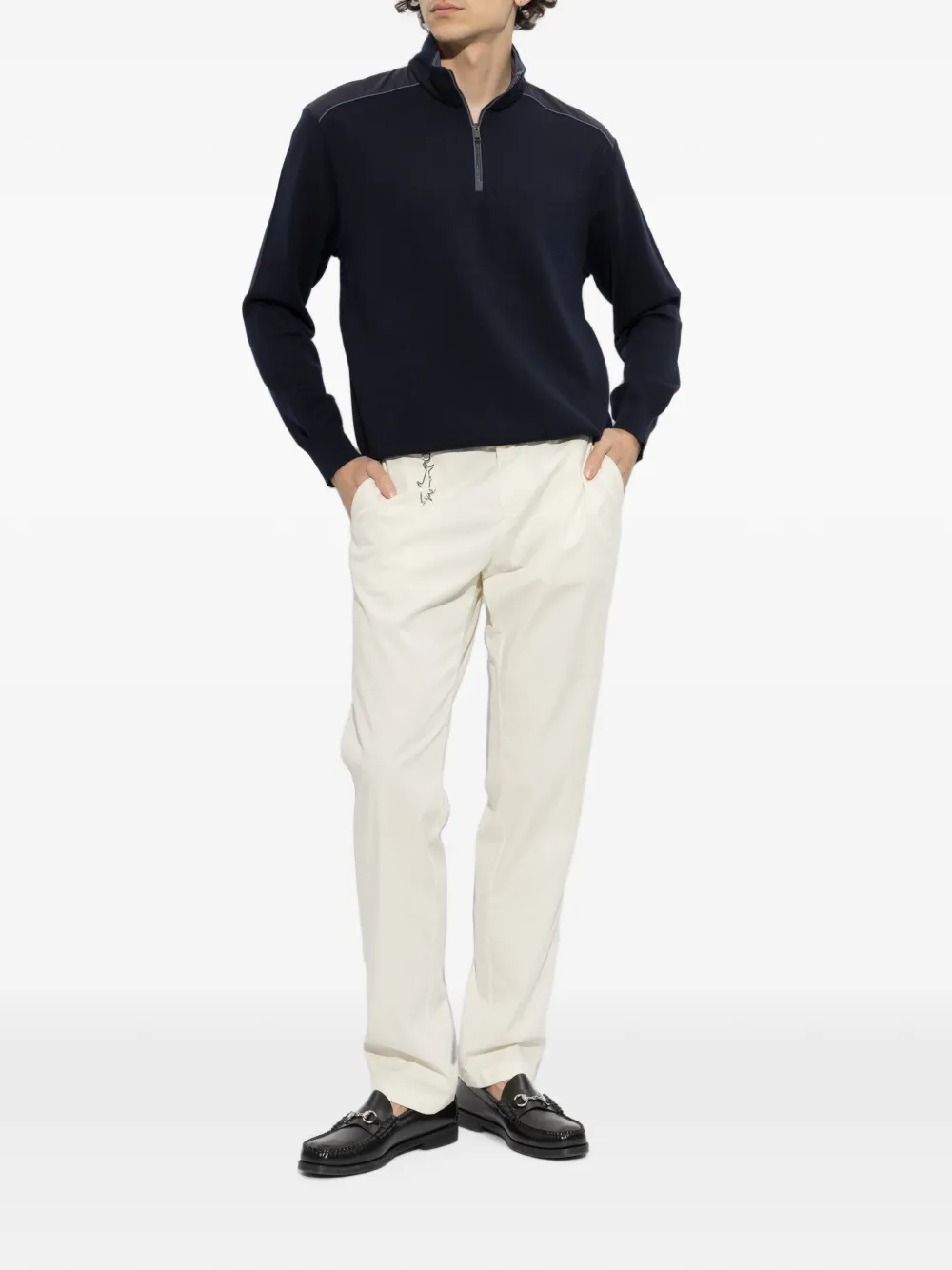 Paul & Shark Trui met opstaande kraag en rits Blauw