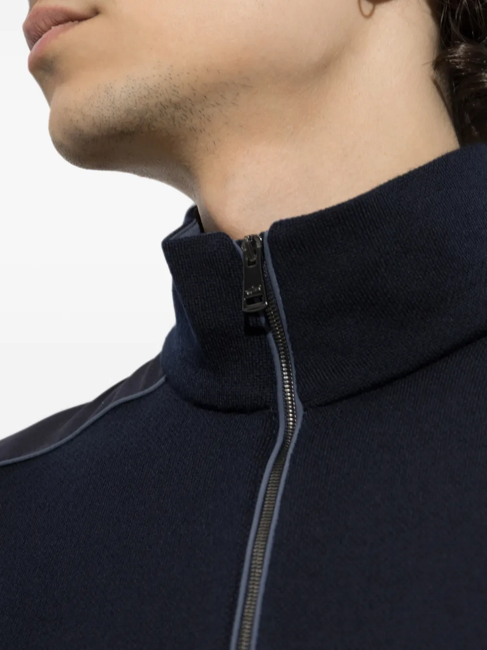 Paul & Shark Trui met opstaande kraag en rits Blauw