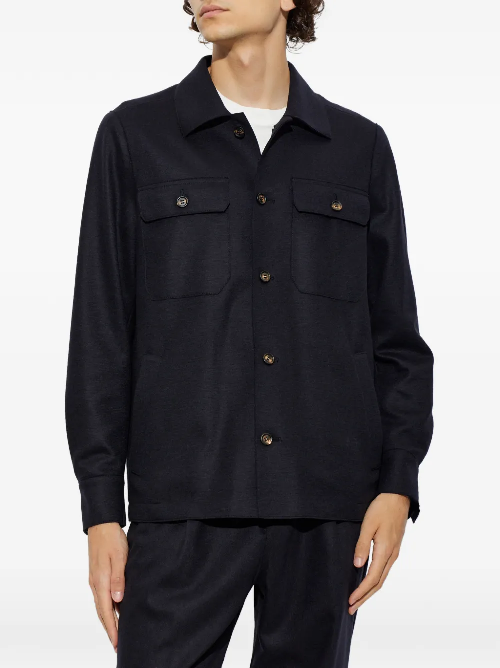 Eleventy Button-up overhemd met zakdetail Blauw