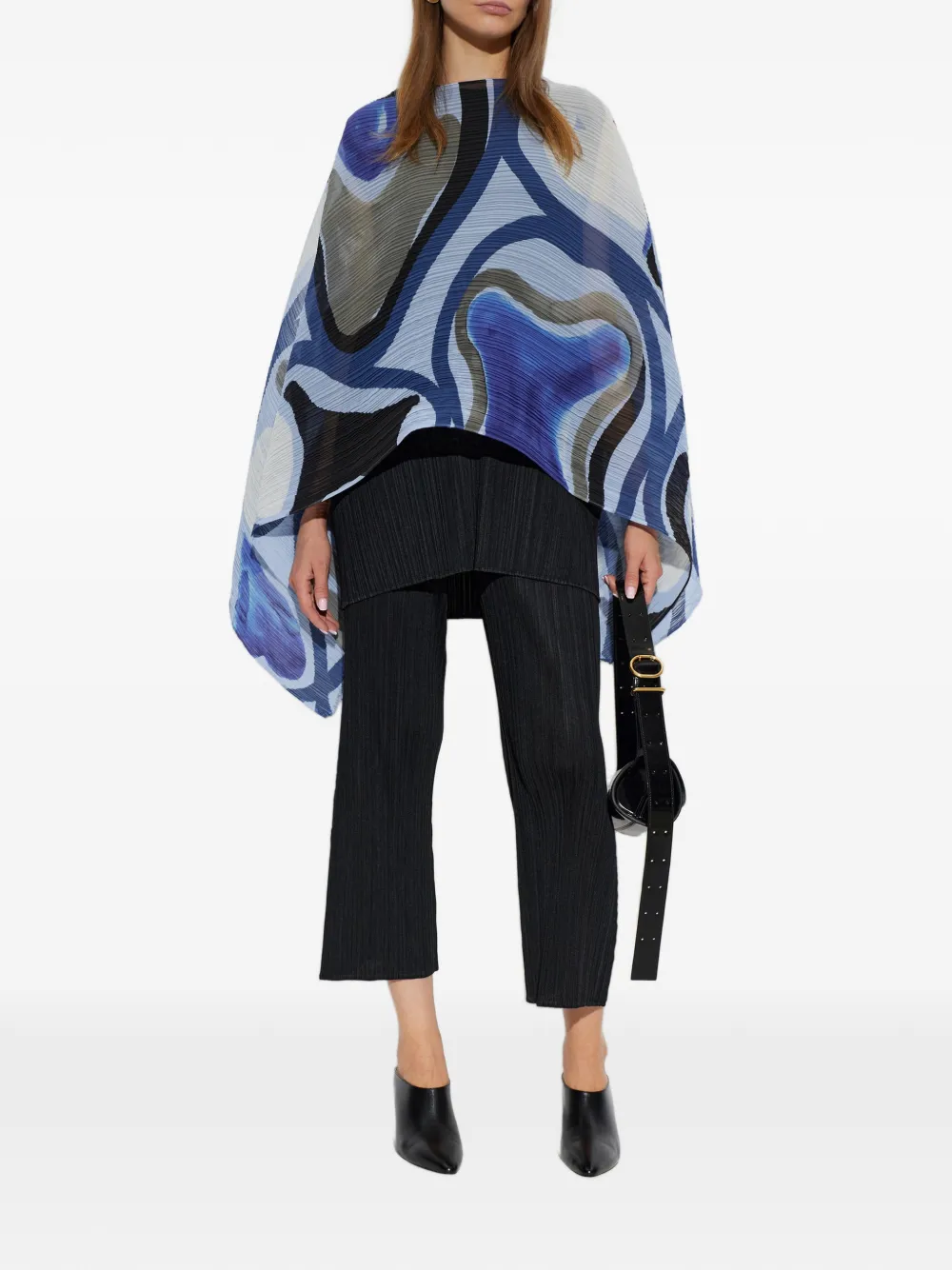 Pleats Please Issey Miyake Top met abstracte print Blauw