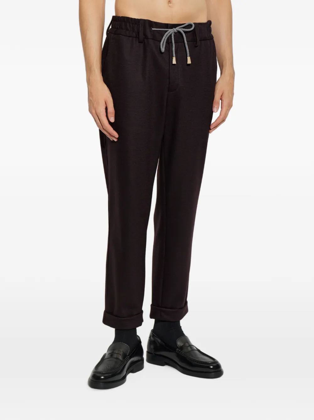 Eleventy Broek met trekkoordtailleband en omgeslagen zoom Zwart