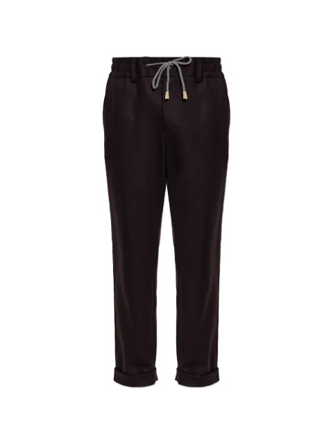 Eleventy drawstring-waistband turned-up-hem trousers