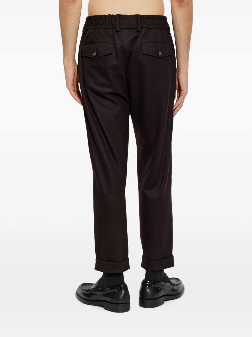 Eleventy Broek met trekkoordtailleband en omgeslagen zoom Zwart
