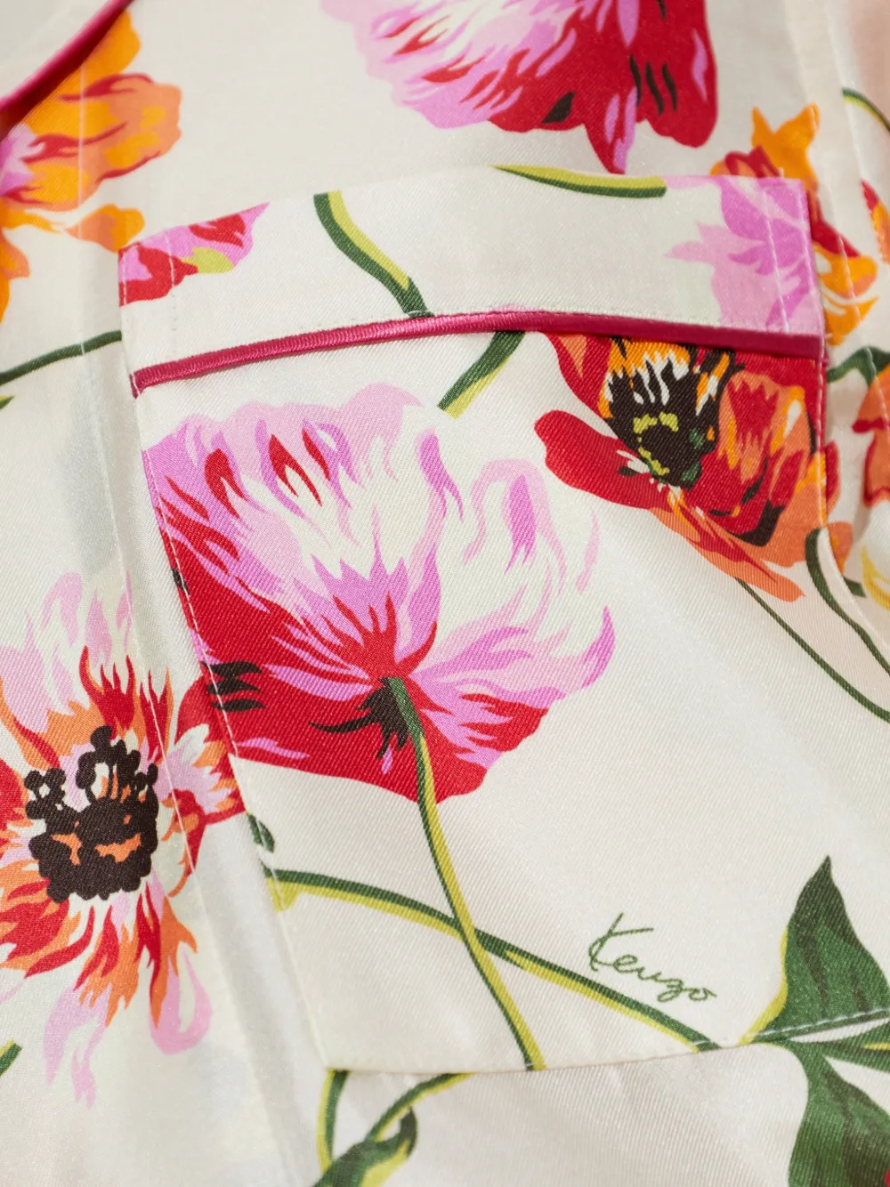 Kenzo Wildflower zijden blouse Beige
