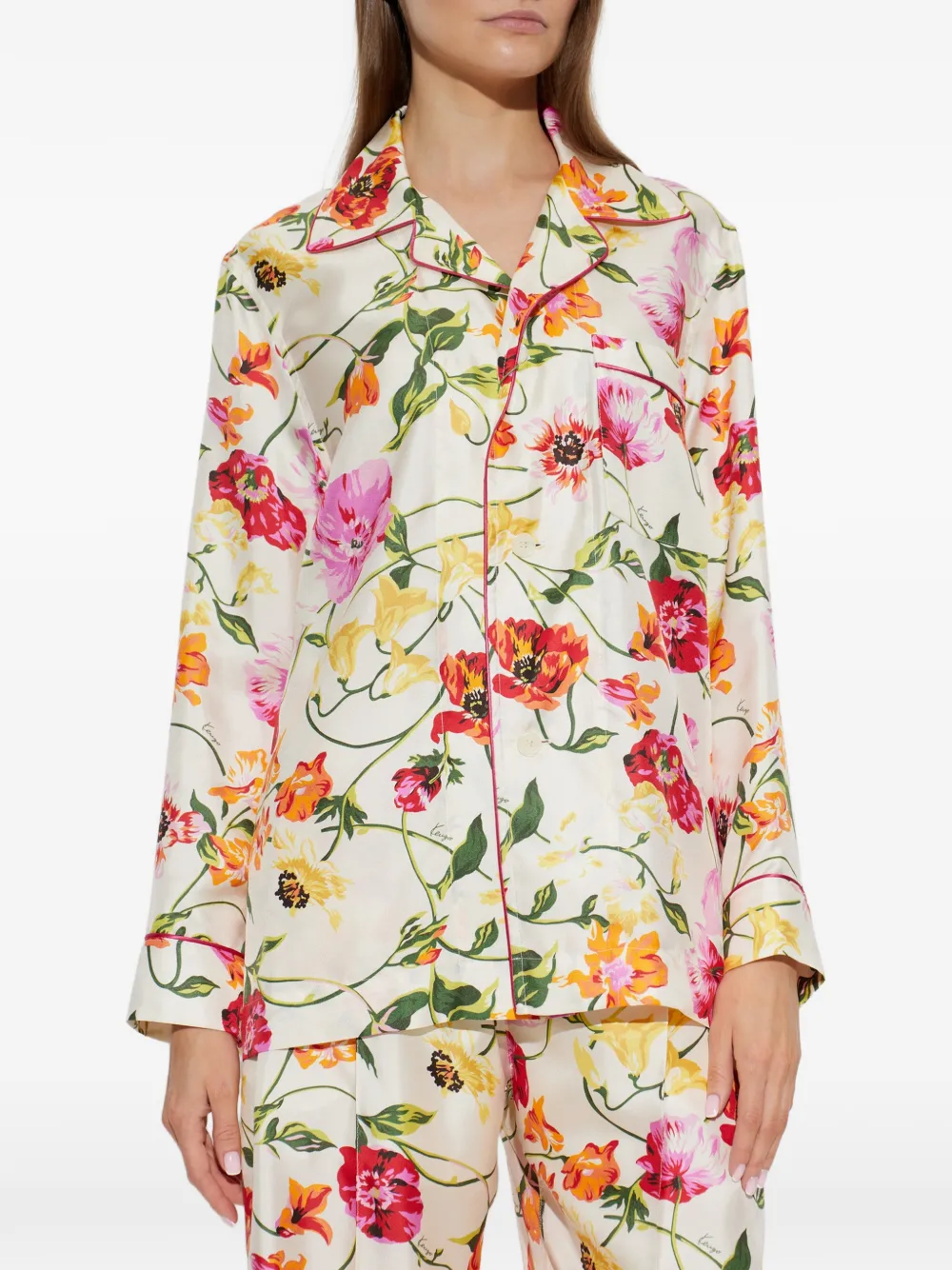 Kenzo Wildflower zijden blouse Beige